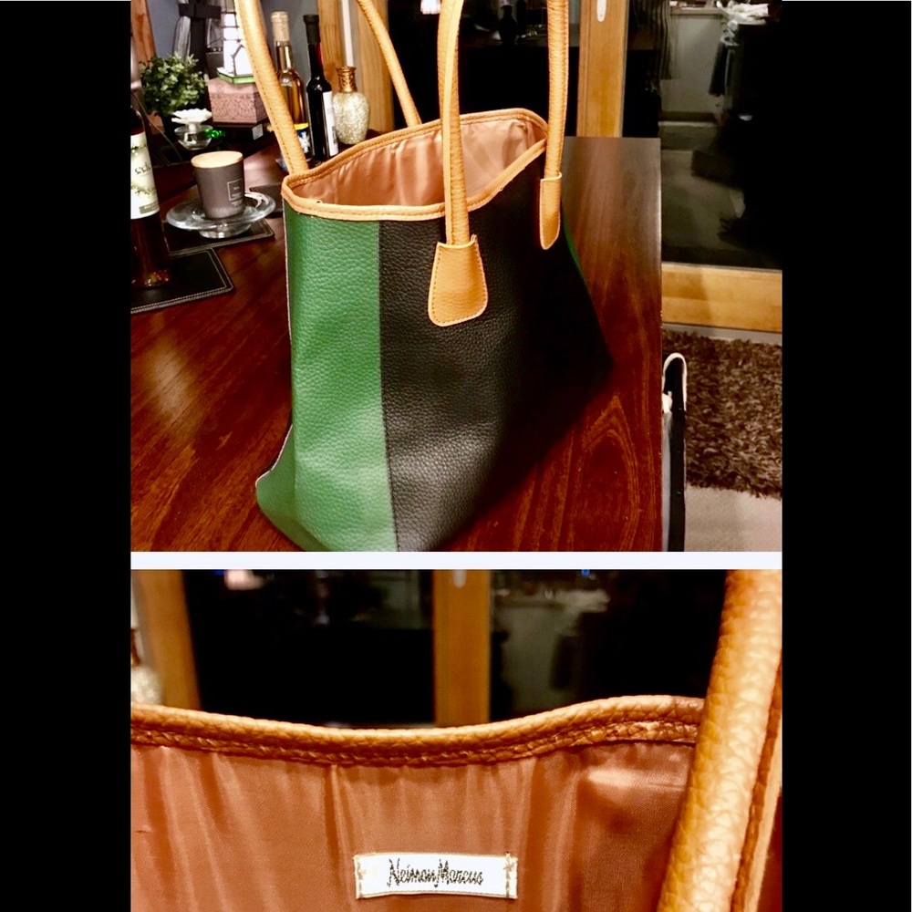 Nieman Marcus Vegan Leather .tri color totebag !🌺 - Picture 2 of 7